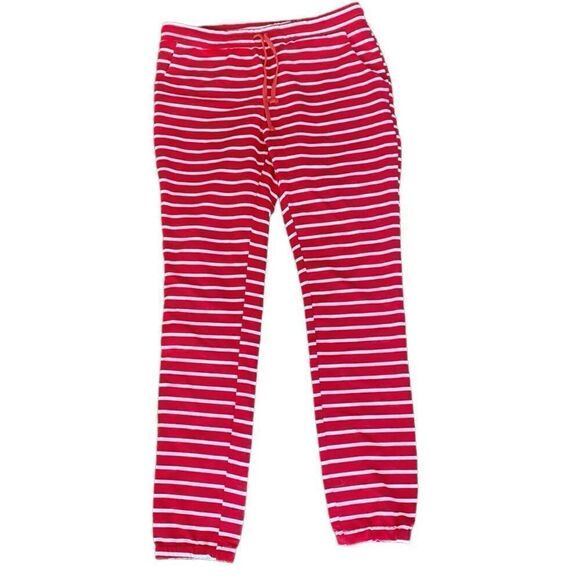 & Jogger Pants Red White Stripe Medium Pockets - Picture 1 of 5